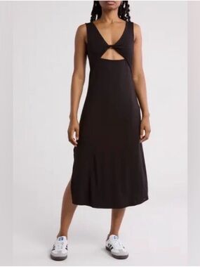 Volcom Black Twist Cutout Midi Dress